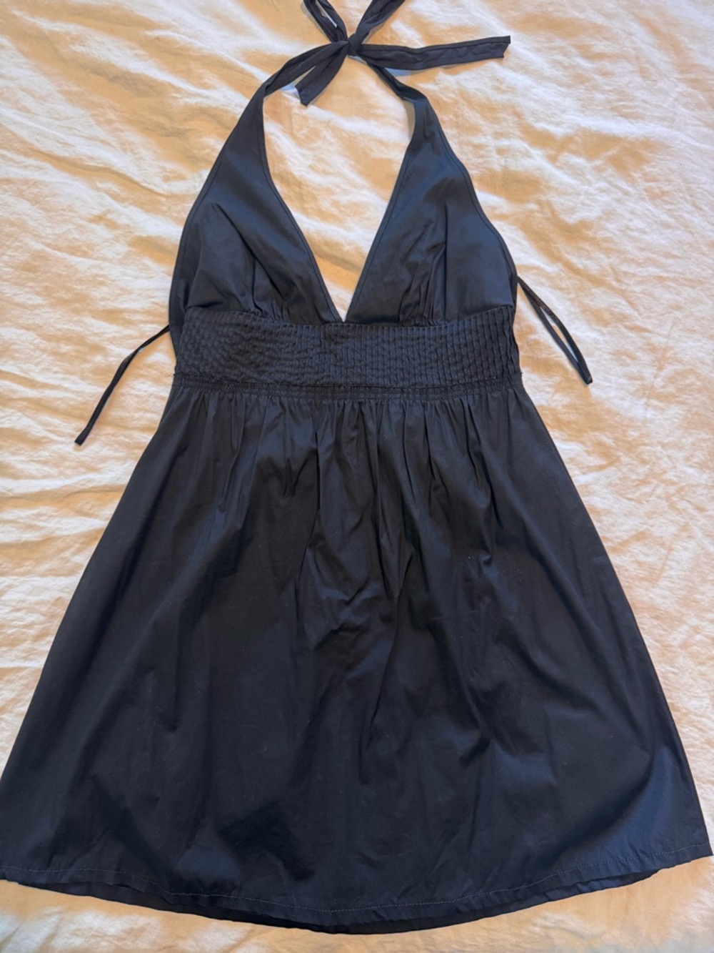 J CREW Cotton Vintage Black Halter Tie Sundress Sz 4